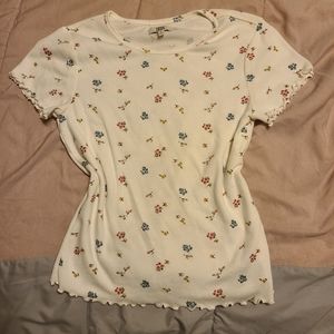 COPY - Floral short sleeve lettuce edge shirt